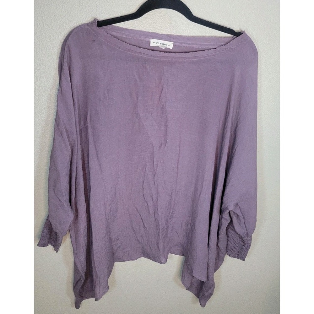 ee:some Women's Dolman Sleeve Smocked Cuff Top Small‎ Purple